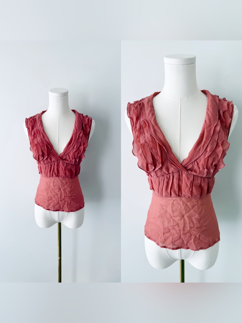 Sandra Angelozzi 100% silk sleeveless blouse.